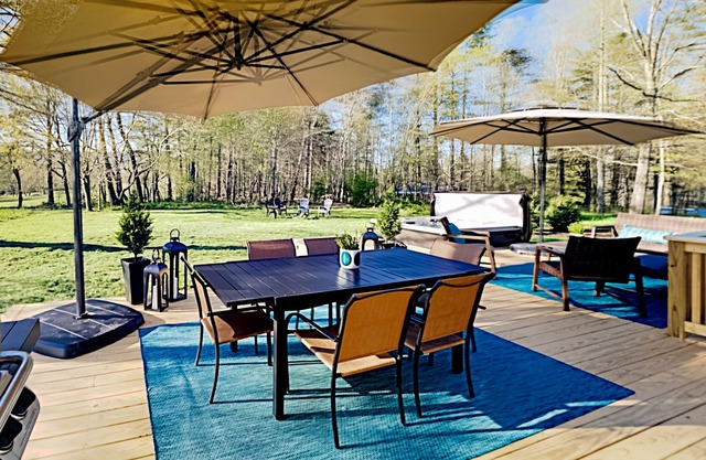 Wooded Valley Oasis | Private Hot Tub, Firepit, Alfresco Dining | Near Trails