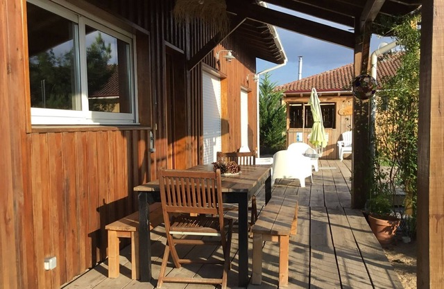 Wooden house in the village Landes