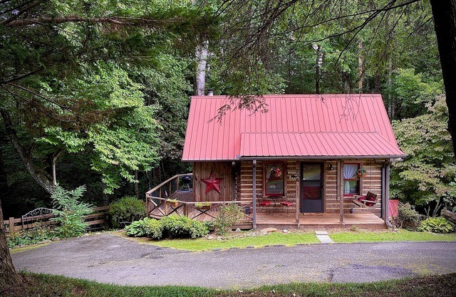 Your Mountain Escape! Authentic log cabin. Comfortable, modern w/a creek too!