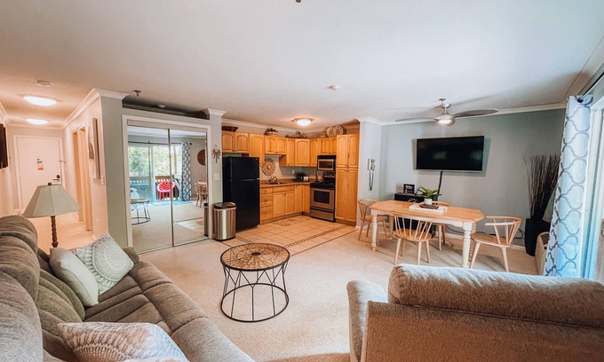 Gilford Condo | 1 Bdrm Lake condo across from Paugus Bay, shopping, pool, & dining!