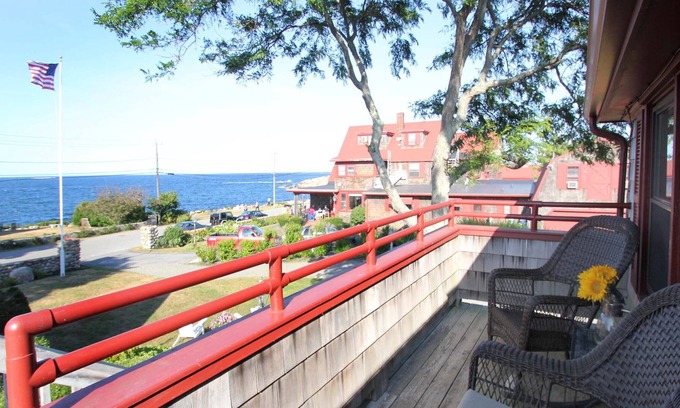 Rockport Apartment | 1 Bedroom, 1 Bathroom, Living room with twin day bed, Kitchenette Deck