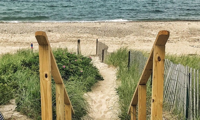 East Sandwich Condo | 103 North Shore Blvd #2- Seaside Condo: Private pathway to East Sandwich Beach