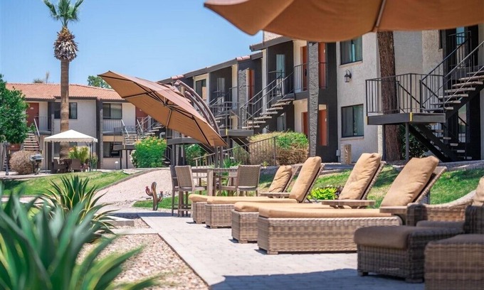New Papago Parkway Apartment | 114 Tranquil Escape | Pool, Lounge, Fully Furnished Living & close to Old Town!