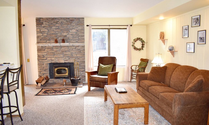 Mammoth Lakes Condo | #127 Warm and inviting corner unit across from the shuttle stop and close to the Village