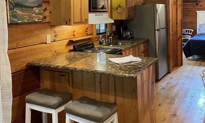 Saluda Cabin | 2 Cozy quiet nestled cabin w/ hot tub, firepit and waterfall in Saluda, NC