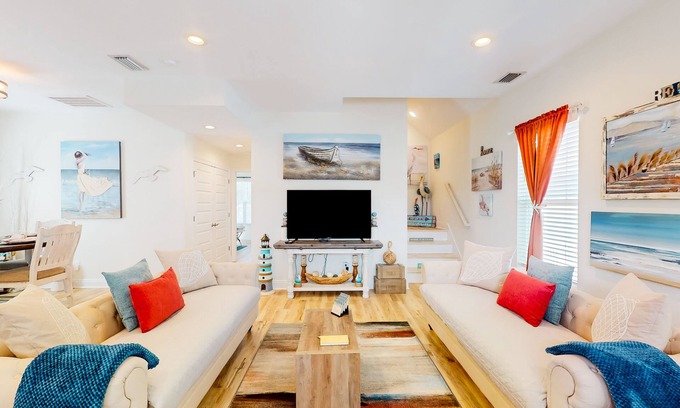 Silver Sands House | 2-story house near the beach with grill, washer/dryer, streaming, & central AC