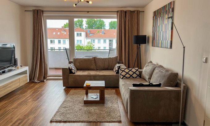 Center Apartment | 200 Fewo Central Heimathafen mit Strandkorb am Meer - 200 Fewo in der City mit Balkon und Strandkorb