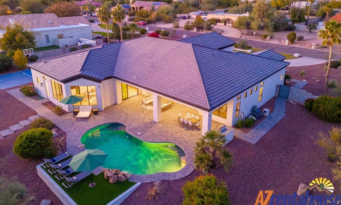 Sundown Manor Villa | 3 Million Desert Paradise+PickleballCourt+HtdPool+Playset+Firepit+PoolTable+HugeLot+Prime Location