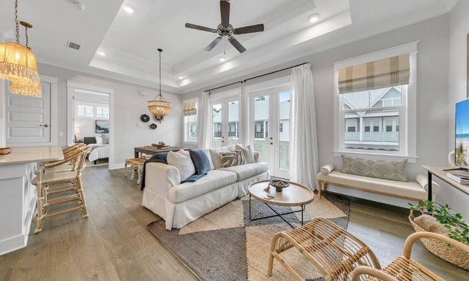 WaterSound Beach Condo | 30A freshly remodeled! Sleeps 8! Bikes and 6-seater golf cart included.