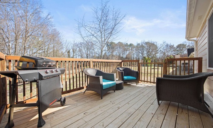 Lawrenceville Apartment | 3BR House with Patio + Sunroom + Grill