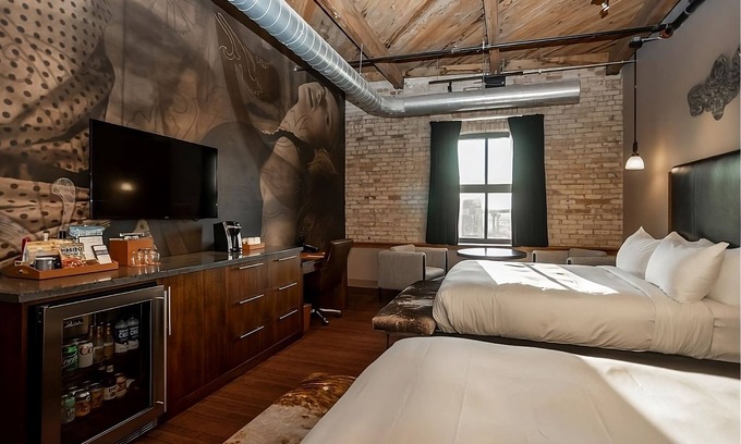 Fifth Ward Hotel | 4 Custom Deluxe 2 Queen Beds at The Iron Horse Hotel, Bring Along Your Pets!