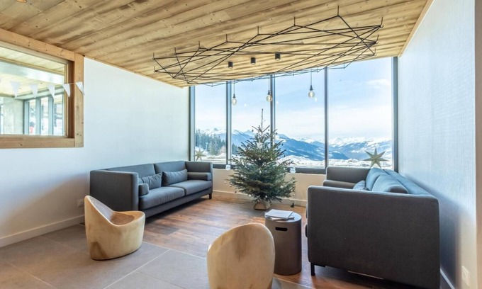 Arc-1600 Apartment | 50m from ski slopes, 1st floor, view valley, fitness, swimming pool, sauna, hammam, terrace, parking