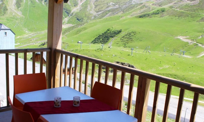 La Mongie Apartment | 50m from ski slopes, view ski slopes, swimming pool, terrace, parking, tv, ski locker, 49m²