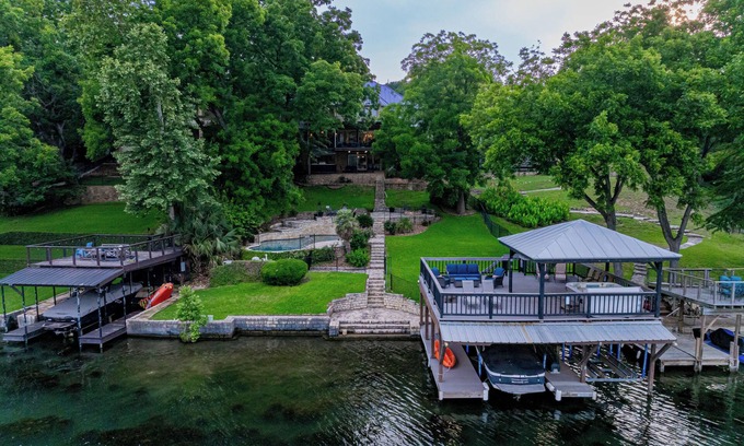 Apache Shores House | 6BR Waterfront Escape with Pool, Dock, Hot Tub & Hill Country Views