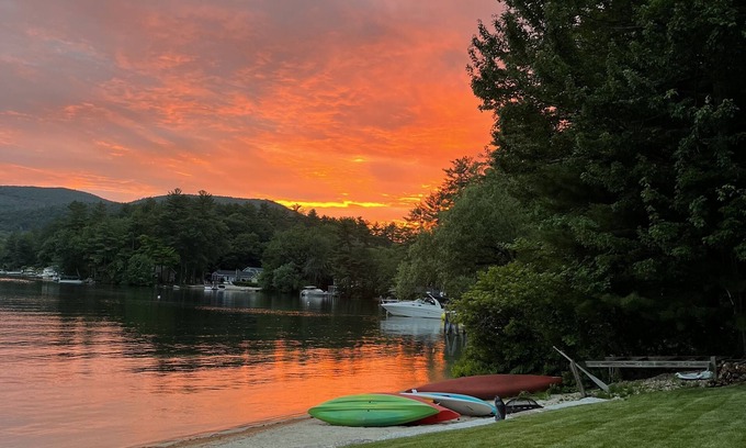 Alton Bay House | A quiet cove, the sunset and a sandy beach, on Lake Winnipesaukee