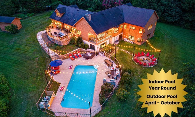 Fairview Cabin | Amazing Indoor Pool on Private 5 Acres & Sleeps 24