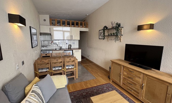 Arc-2000 Apartment | Amazing ski location. Great views of Mt Blanc.