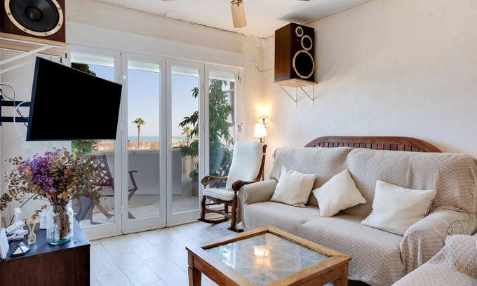 Chipiona Apartment | Apartment "Chipiona, Cruz del Mar 1ª Línea" with Sea View, Terrace & Wi-Fi