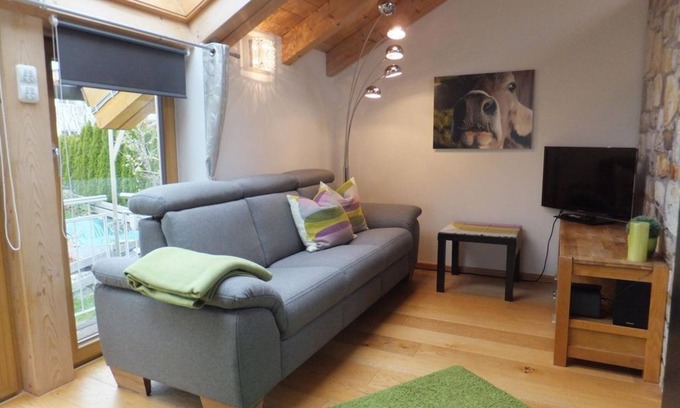 Rieden am Forggensee Apartment | Apartment Alpenstern, living-bedroom with balcony - Haus Alpenperle - Senn