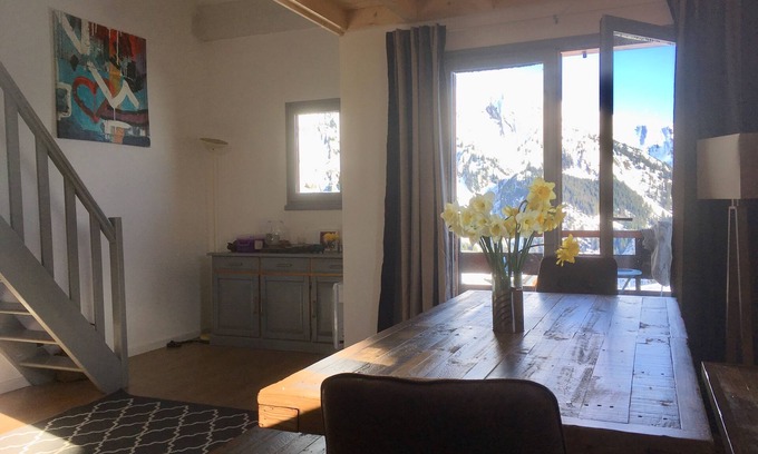 Manigod Apartment | Apartment Harikoa, sleeps 5, next to piste, Col de Merdassier.