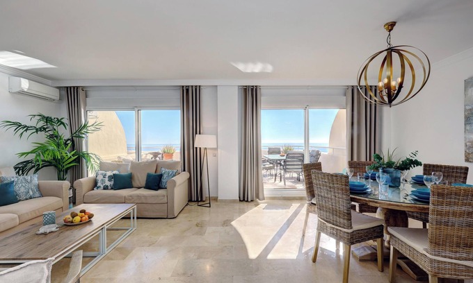 Buenas Noches Apartment | Apartment 'Penthouse Bermuda Beach 2' with Sea View, Pool, Garden & Wi-Fi