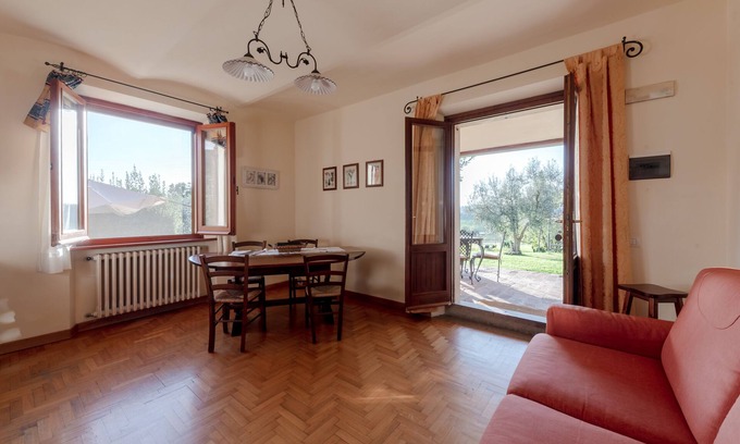 Badia Apartment | Apt. Pino with private garden, pool view and wonderful panorama.