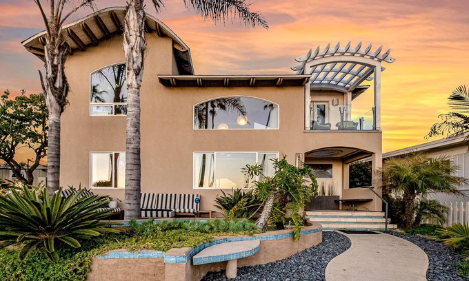 Crown Point House | Artful escape with private hot tub, sunset rooftop, shuffleboard - walk to beach