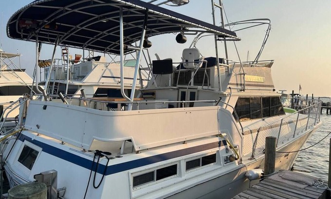 Ono Island Boat Rental | Athena - Viking Motor yacht at the Dock
