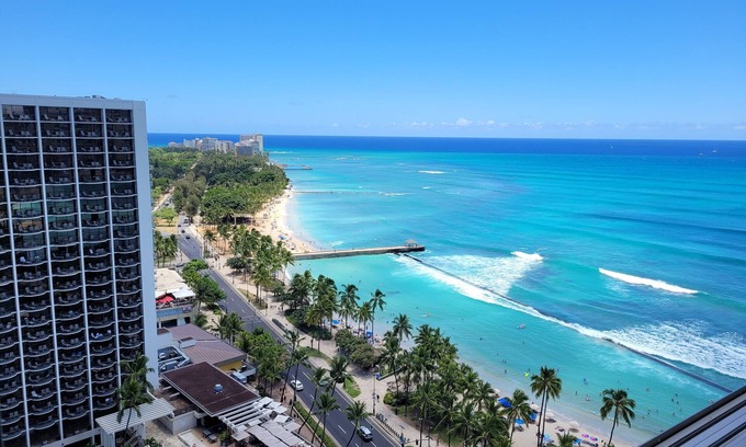 Waikiki Condo | Awesome hi-rise ocean view, On-Beach, Lanai, Salt Pool, Sauna, Spa, Gym, Parking