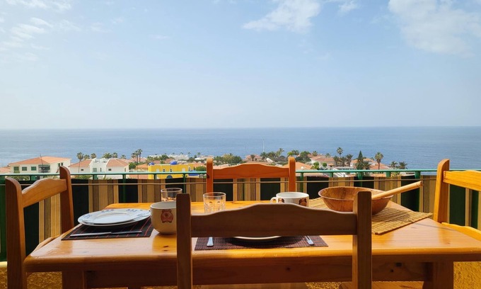 Santiago del Teide Apartment | Balcony, sea view, WiFi, A/C, swimming pool, 100 mts. from the beach