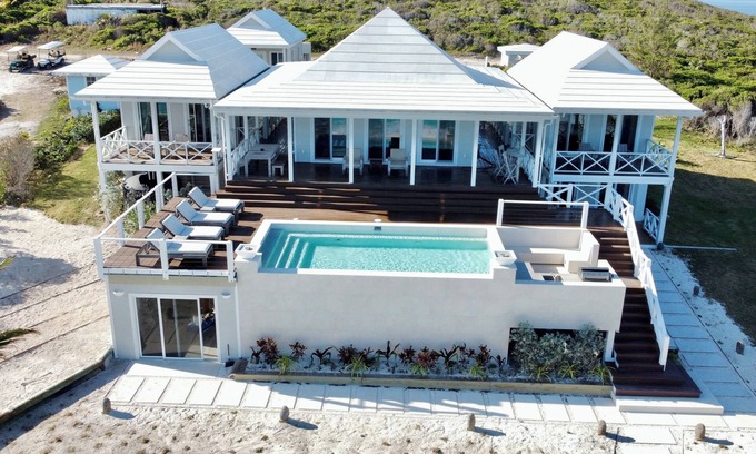 Great Guana Cay Villa | Bali Style Luxury Beach Front Pool Home with Amazing Views. 5 BR, 5.5 baths