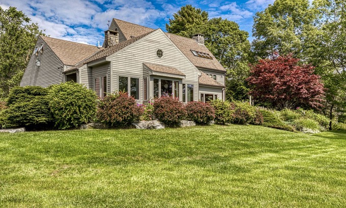 Trevett House | Bayfront home boasting gorgeous water views! Outdoor firepit and dock!