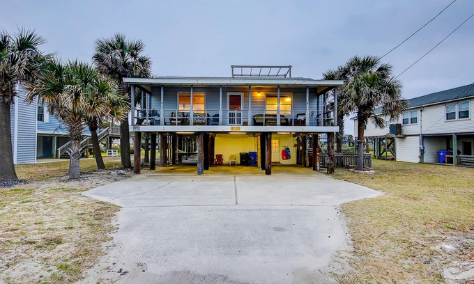 Folly Beach House | Beach Across the Street Ocean View Home w/Roof Deck, Porch, AC - Dogs OK