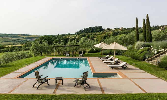 San Casciano dei Bagni Villa | Beautiful private villa with A/C, private pool, WIFI, hot tub, TV, patio, panoramic view, parking