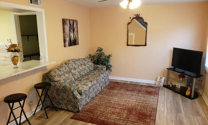Cheektowaga House | BEAUTIFUAL 3BR, 1 Bath, FREE PARKING #B, FREE WIFI, FULL KITCHEN, Living room, back yard