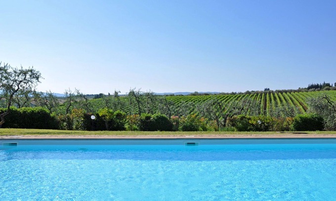 San Pietro in Bossolo Apartment | Beautiful apartment with WIFI, pool, A/C, panoramic view and parking, close to Greve In Chianti