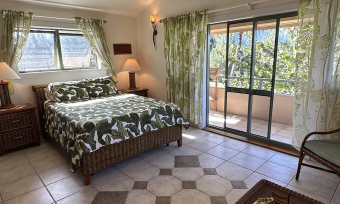 Princeville Condo | Beautiful, large studio with Mountain views from deck, beach access & A/C