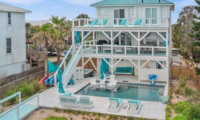 Vilano Beach House | Beautiful Luxury BEACHFRONT home on Vilano Beach with pool and hot tub!