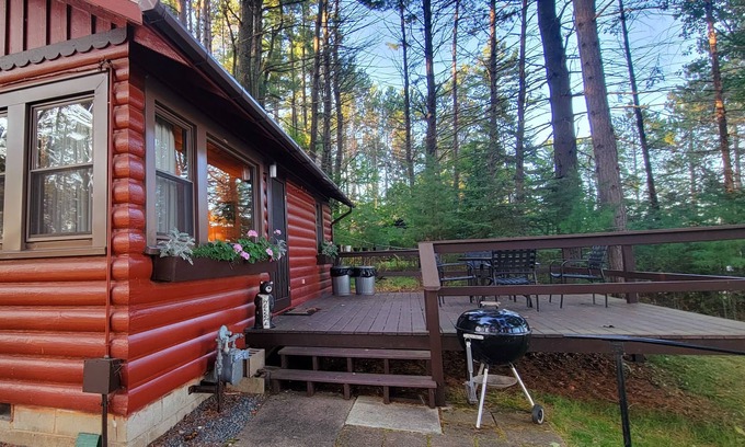 Arbor Vitae Cabin | Beautiful Northwoods Cabin with Large Deck, Dock, Community Firepit & kayaks