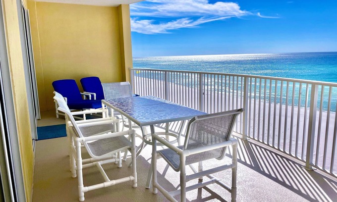 West Panama City Beach Condo | Beautiful Views From Large 6th Floor Balcony at Emerald Isle Resort