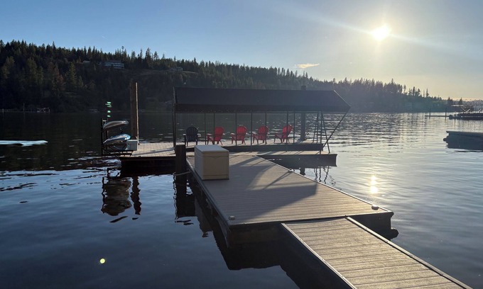 Coeur d'Alene House | Beautiful Waterfront Retreat with Your Own Beach, A Large Deck & Personal Dock!
