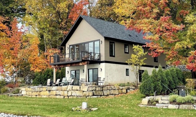 Saratoga Springs House | Best New Saratoga Lakefront Retreat, 4BR private dock spa patio deck. Near Track