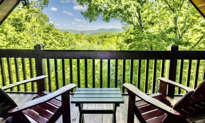 Mineral Bluff Cabin | BLUE RIDGE CABIN with VIEWS, fireplace, hot tub, pool table, and foosball.