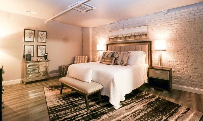 Seneca Apartment | Boutique hotel in historic downtown Seneca. Room #4, King bed.