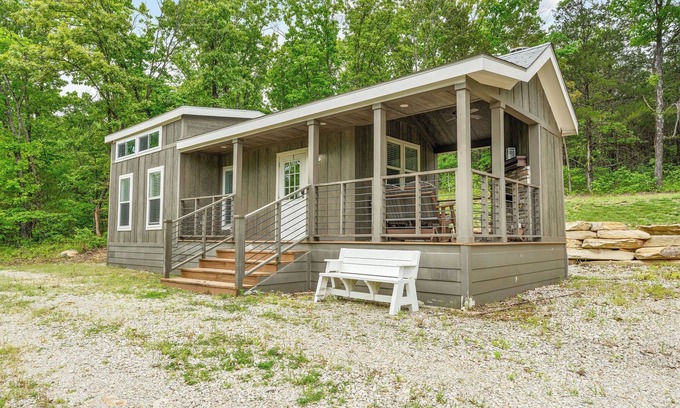 Branson Cabin | Branson Tiny Home on 52 Acres w/Private Stocked Pond 1/4 mile hike from home!