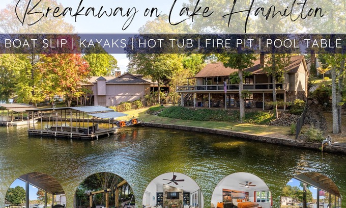 Rockwell House | Breakaway on Lake Hamilton! Boat Slip - Kayaks - Hot Tub - Firepit - Swings