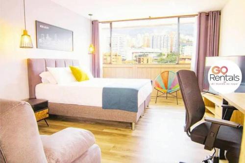 La Aguacatala Apartment | Bright Studio Topfloor A/C, Poblado Coworking1412
