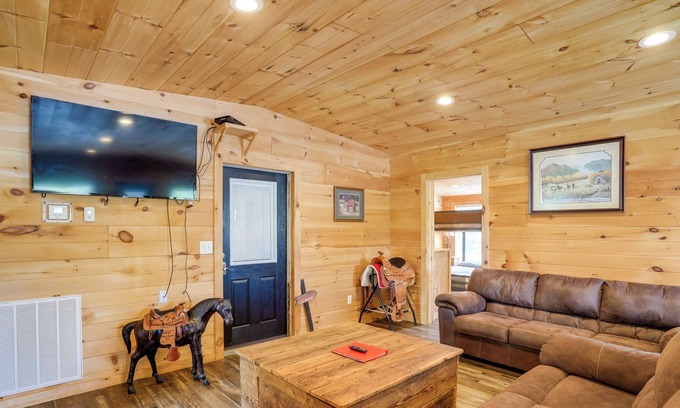 Bryant Cabin | Bryant Cabin Vacation Rental w/ Fire Pit!