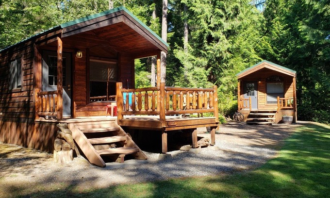 Adelma Beach Cabin | Cabins at Treefrog Woods, Port Townsend. Includes two(2)private cabins & grounds