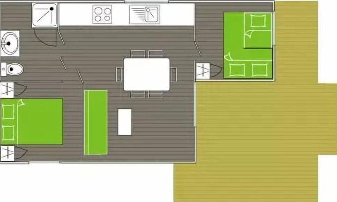 Villecroze Ski Chalet | Camping Flower Les Cadenières* - 3 Room Comfort Chalet for 5/7 People